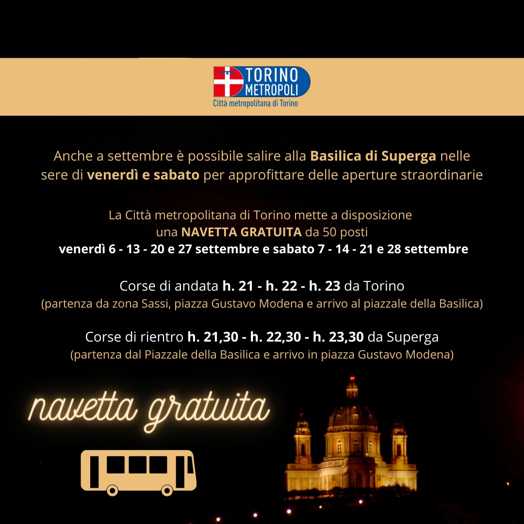 Navetta gratuita serale per la Basilica di Superga